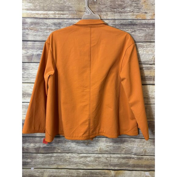 Lafayette 148 New York Blazer Jacket S Small Orange Snap Button 3/4 Sleeves Boxy - Picture 4 of 9